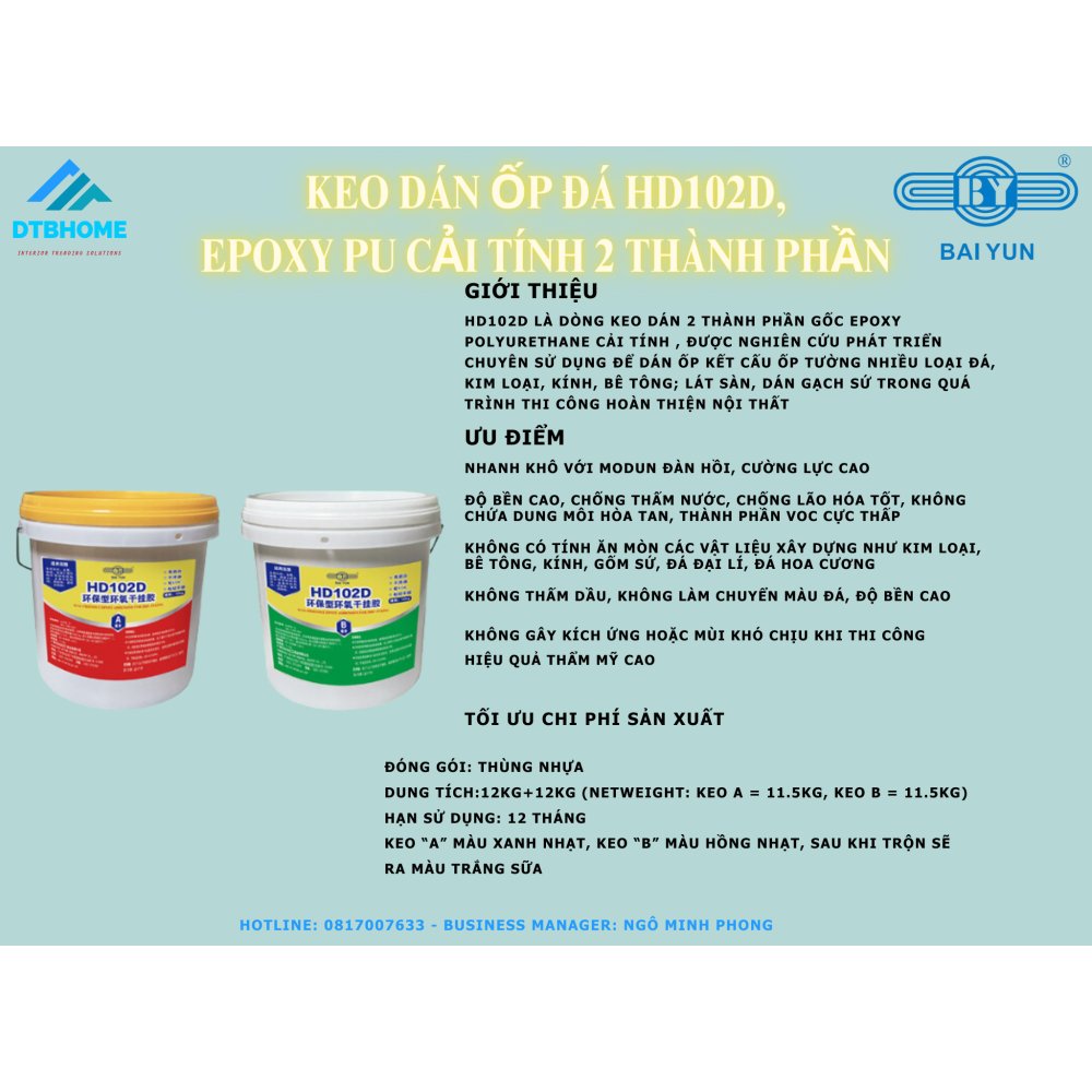 Keo dán khô nhanh gốc epoxy HD 102D